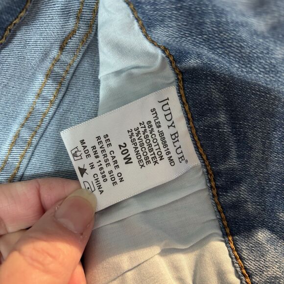 Judy Blue Wide Leg Cropped Medium Wash Trendy Denim Jeans Size 20W Plus Faded - Picture 7 of 8